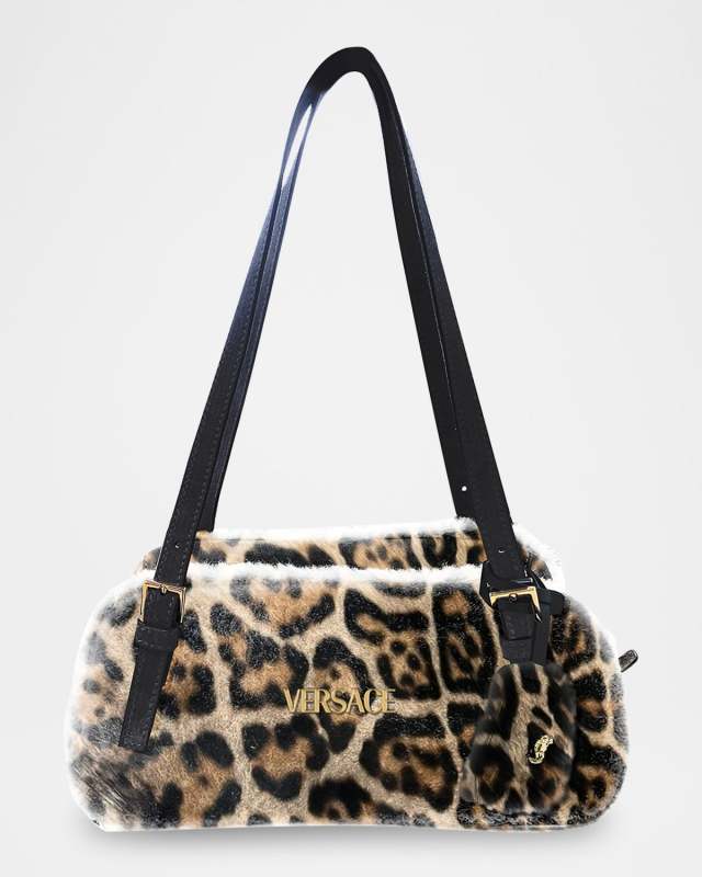 Jaguar-Print Faux Fur Shoulder Bag